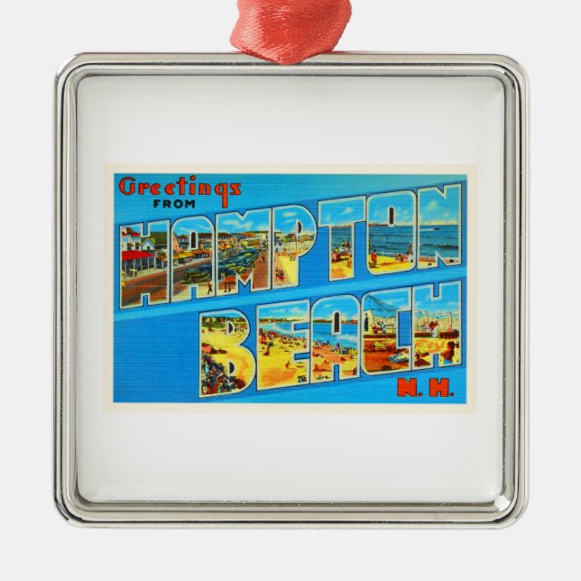 Hampton Beach New Hampshire NH Old Travel Souvenir Metal Ornament (Front)