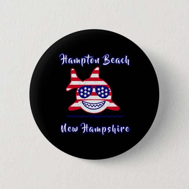 Hampton Beach New Hampshire Patriotic Usa Flag Whi 6 Cm Round Badge (Front)