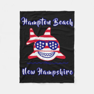 Hampton Beach New Hampshire Patriotic Usa Flag Whi Fleece Blanket