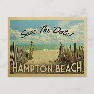 Hampton Beach Save The Date Vintage Nautical Announcement Postcard