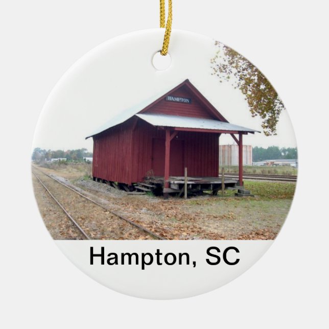Hampton Depot Ceramic Ornament (Front)