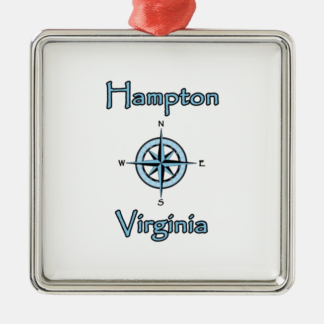 Hampton Virginia Compass Rose Logo Metal Ornament (Front)