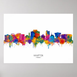 Hampton Virginia Skyline Poster
