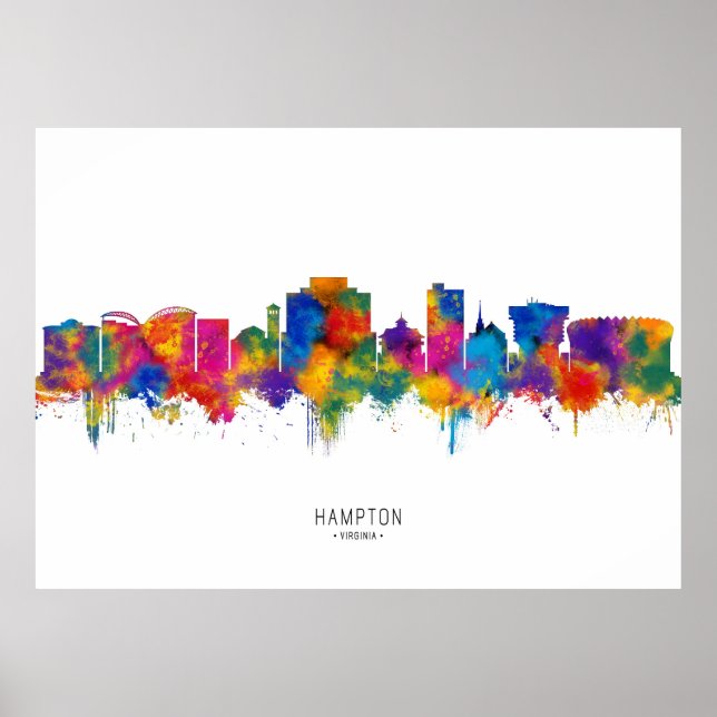 Hampton Virginia Skyline Poster (Front)