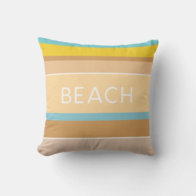 Hamptons Beach House Sand Sea and Sun Striped Cushion (Front)