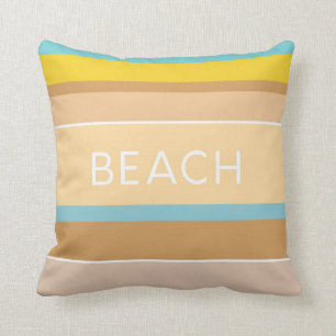 Hamptons Beach House Sand Sea and Sun Striped Cushion