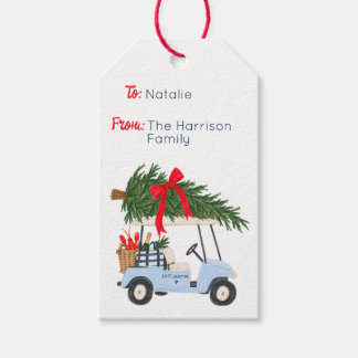 Hamptons Christmas Golf Cart Gift Tags