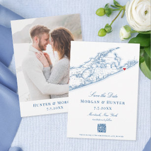 Hamptons Montauk Wedding Elegant QR code Save The Date