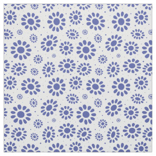 Hampton's Style Blue White Abstract Floral Pattern Fabric
