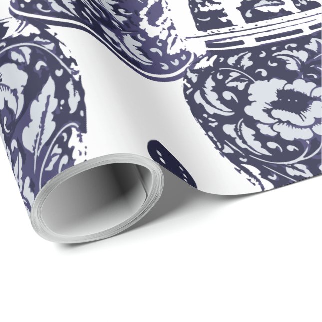 Hamptons Style Blue White New England Ginger Jar Wrapping Paper (Roll Corner)