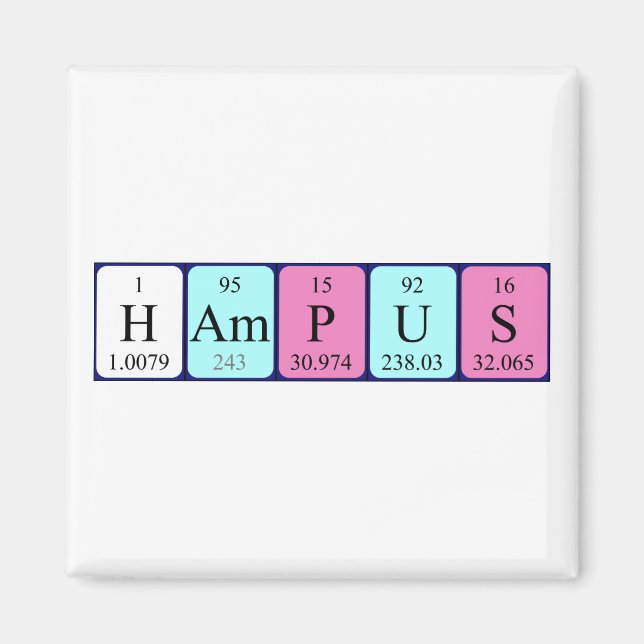 Hampus periodic table name magnet (Front)