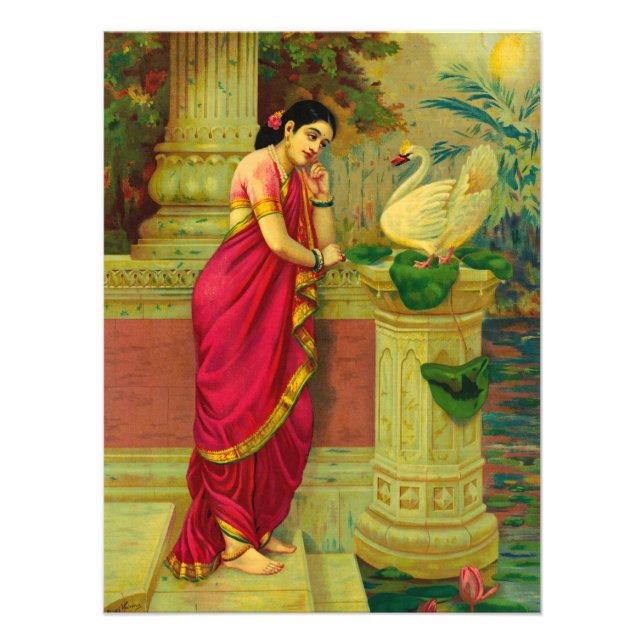 Hamsa and Damayanti by Raja Ravi Varma Photo Print (Front)