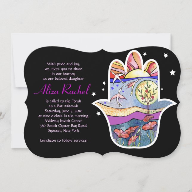 HAMSA BEAUTY Bat Mitzvah Invitation (Front)