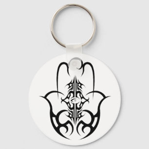 HAMSA - black and white Key Ring
