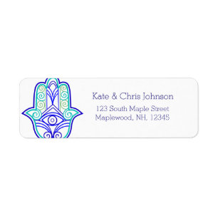 Hamsa design rerun address label-blues return address label