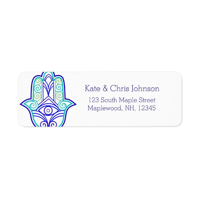 Hamsa design rerun address label-blues return address label (Front)