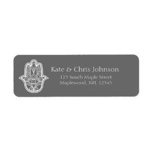 Hamsa design rerun address label-grey return address label
