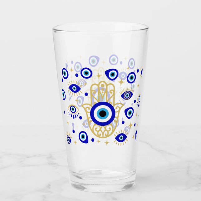 Hamsa Evil Eye   Glass (Front)