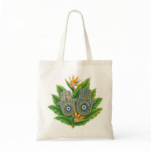 Hamsa Evil Eye with Bird of Paradise Tropical