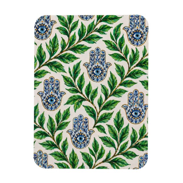 Hamsa Eye Botanical Magnet (Vertical)