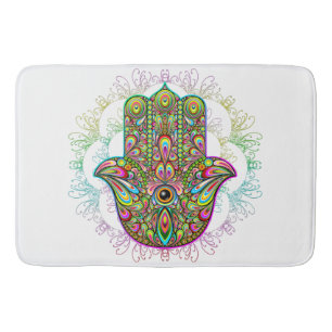 Hamsa Fatma Hand Psychedelic Art Bath Mat