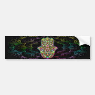 Hamsa Fatma Hand Psychedelic Art Bumper Sticker