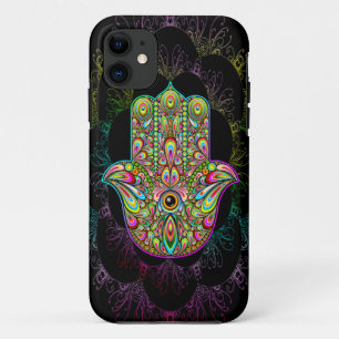 Hamsa Fatma Hand Psychedelic Art iPhone 11 Case