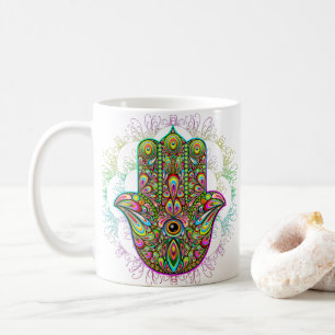 Hamsa Fatma Hand Psychedelic Art Coffee Mug