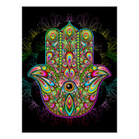 Hamsa Fatma Hand Psychedelic Art