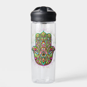 Hamsa Fatma Hand Psychedelic Art Water Bottle