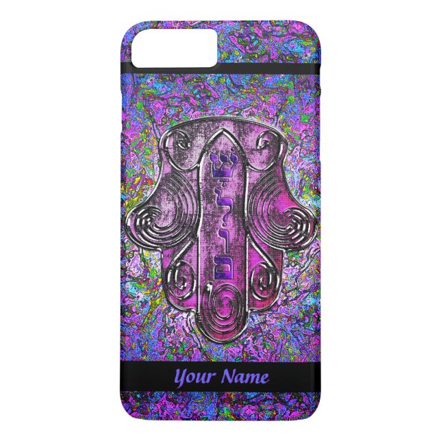 Hamsa Fusion Purple and Black Personalised Case-Mate iPhone Case (Back)