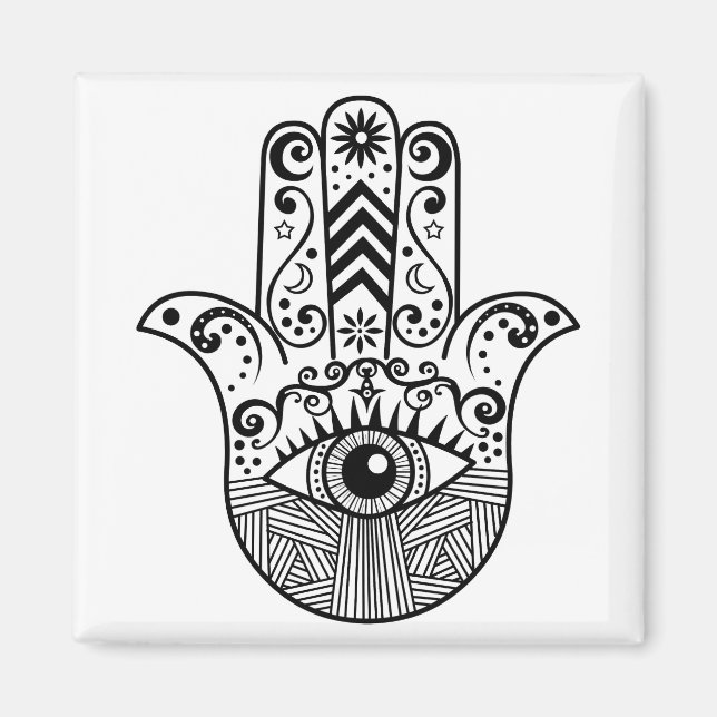 Hamsa Hand Black and White Magnet (Front)
