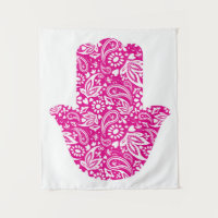 Hamsa Hand Boho Pink White