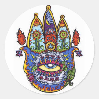 hamsa hand. classic round sticker