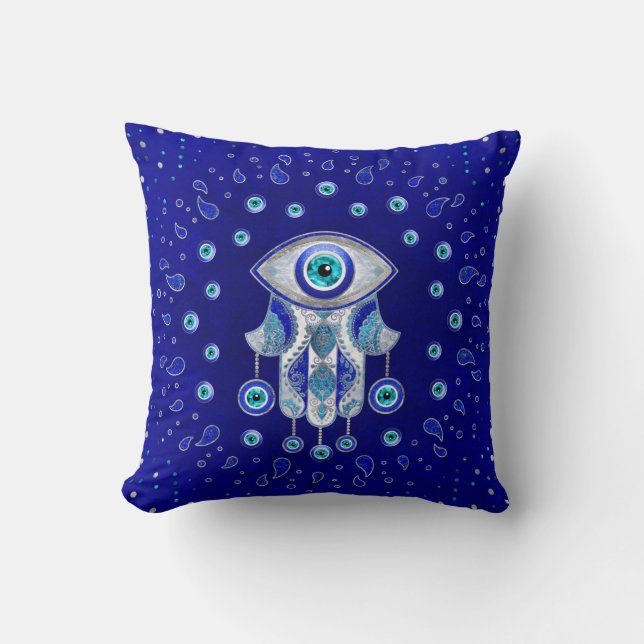 Hamsa Hand -Evil Eye Amulet Cushion (Front)