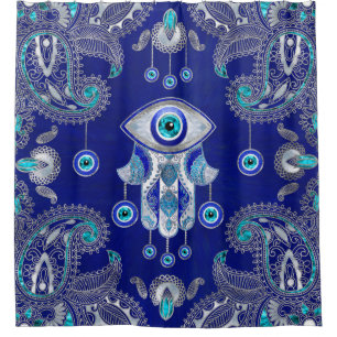 Hamsa Hand -Evil Eye Amulet Ornament Shower Curtain