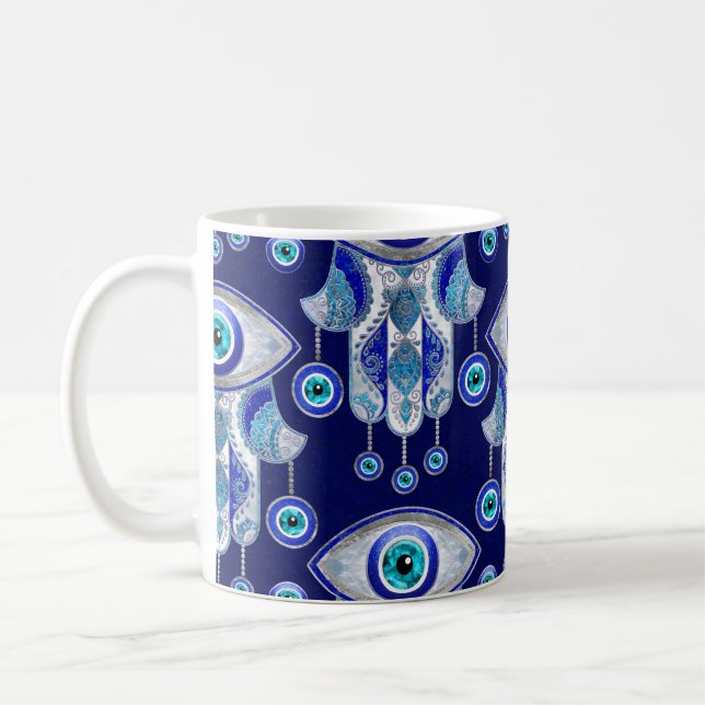 Hamsa Hand -Evil Eye Pattern Coffee Mug (Left)