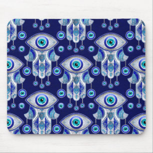 Hamsa Hand -Evil Eye Pattern Mouse Pad