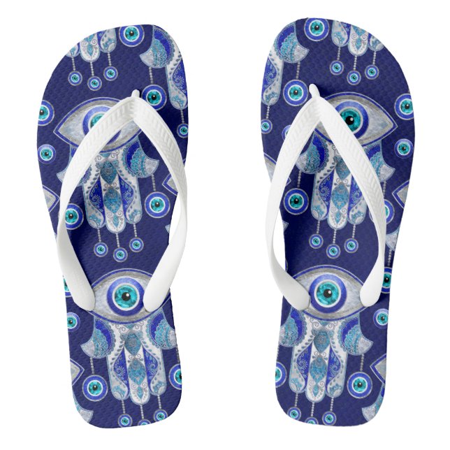 Hamsa Hand -Evil Eye Pattern Thongs (Footbed)
