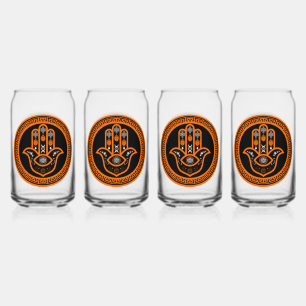 Hamsa Hand Evil Eye Protection Can Glass