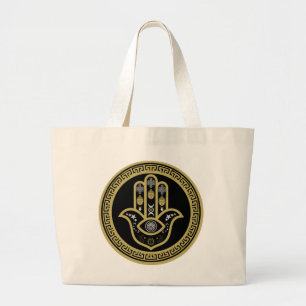 Hamsa Hand Evil Eye Protection Large Tote Bag