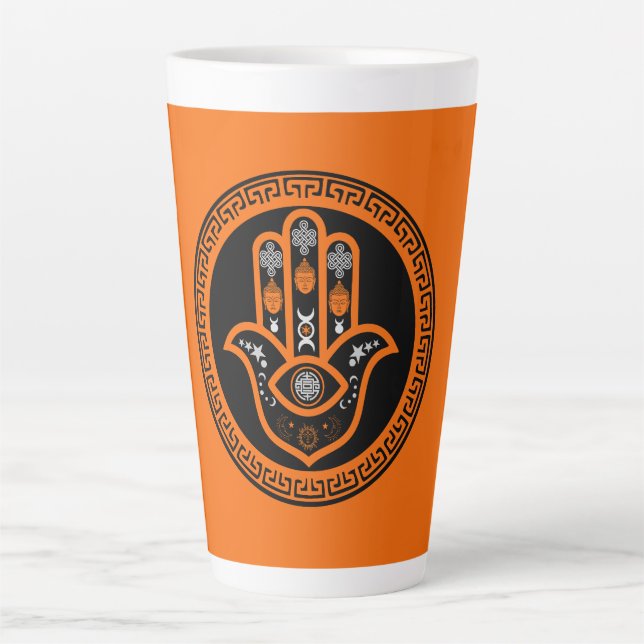 Hamsa Hand Evil Eye Protection Latte Mug (Front)