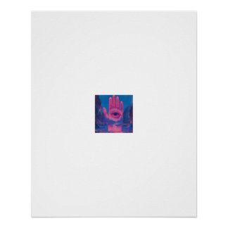 Hamsa Hand Eye Palm Mountain Valley Surreal Poster
