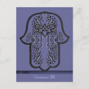 Hamsa Hand feat: Heart (Silver Effect) Postcard