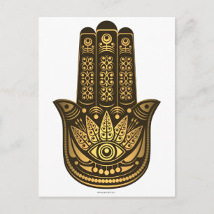 Hamsa Hand Gold Evil Eye Spiritual Postcard