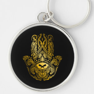 Hamsa Hand Golden Arabic Amulet Key Ring