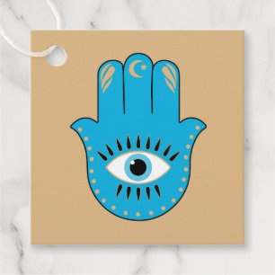Hamsa Hand Greek Evil Eye Blue Favour Tags