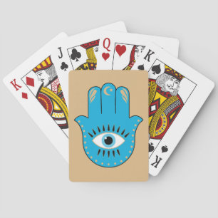 Hamsa Hand Greek Evil Eye Blue Playing Cards