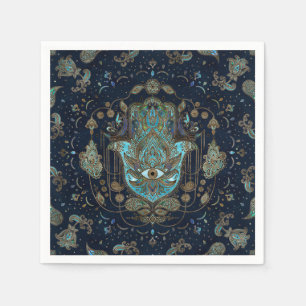 Hamsa Hand -Hand of Fatima Blue Gemstones Napkin