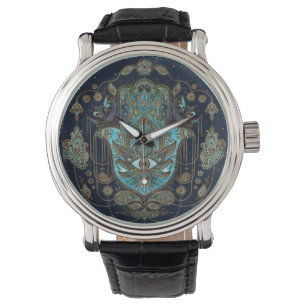 Hamsa Hand -Hand of Fatima Blue Gemstones Watch